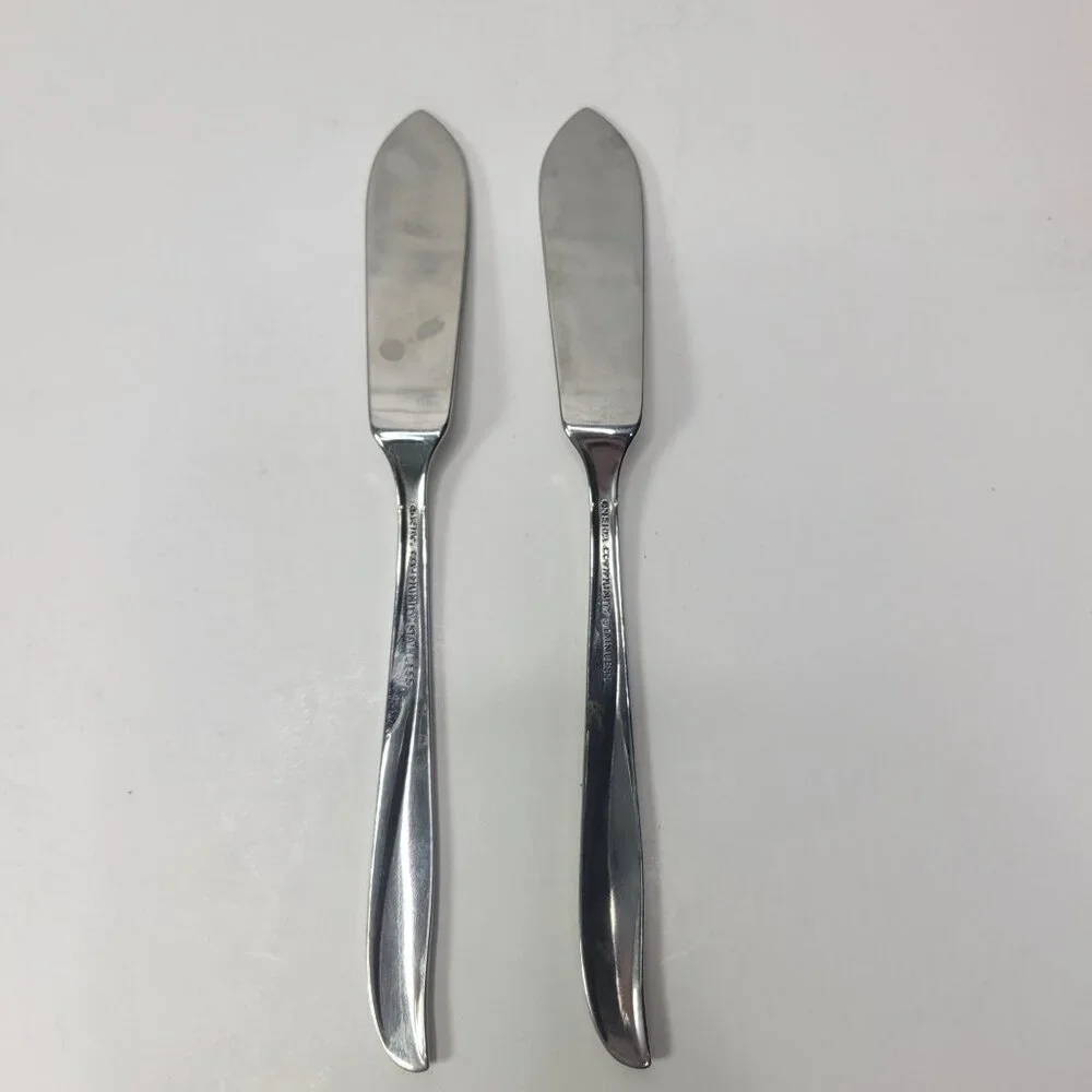 Oneida Community Stainless Flatware Twin Star Set of 2 Master Butter Spreaders